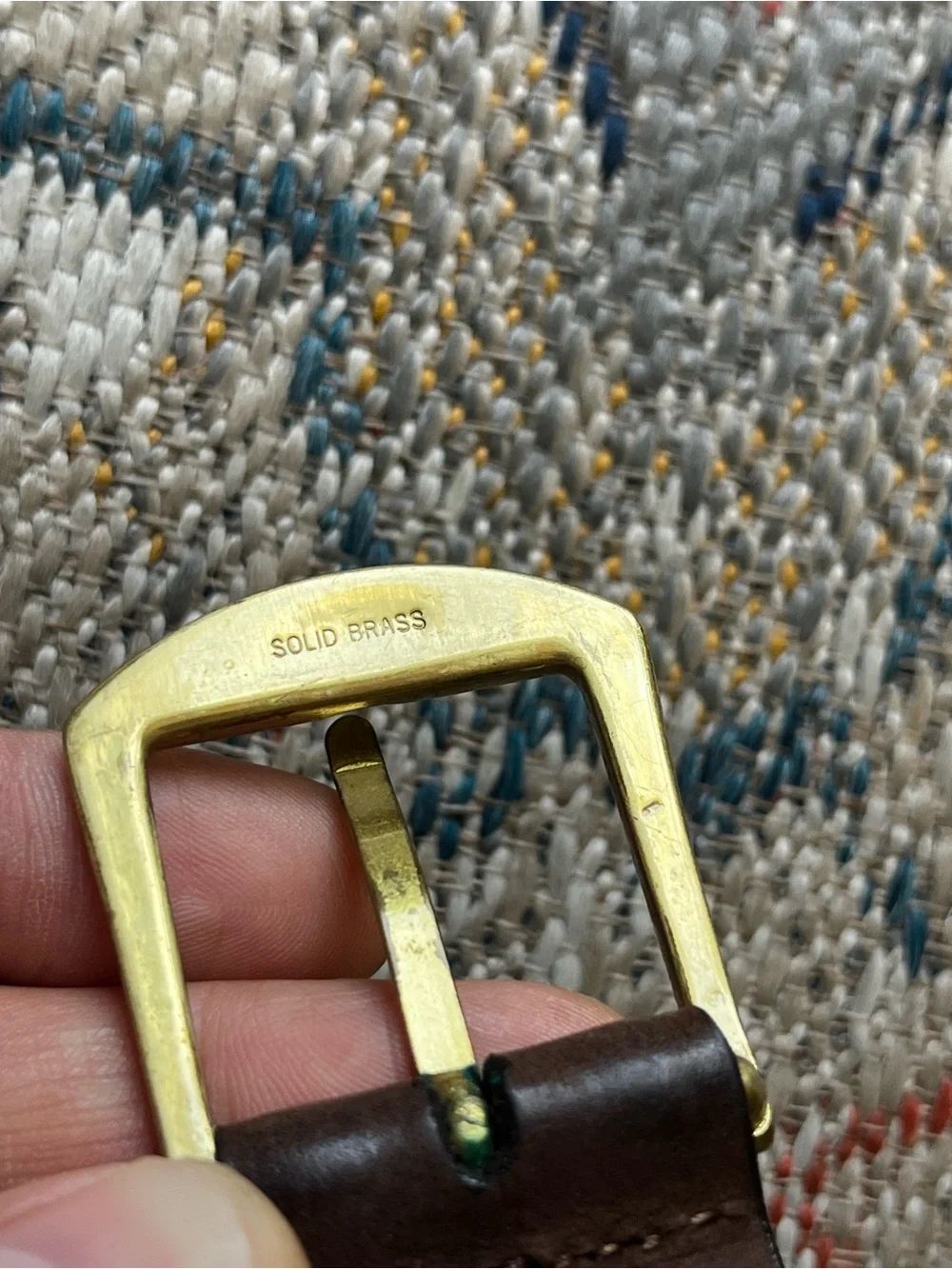 Martin Dingman Brown Leather Belt with Brass Buckle Size 34